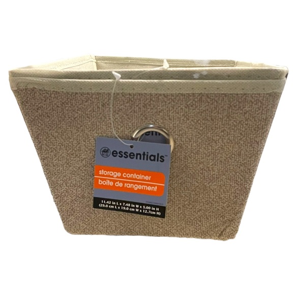 Essentials Tan Fabric 2 Pack Storage Baskets with Grommets NWT - Picture 3 of 12